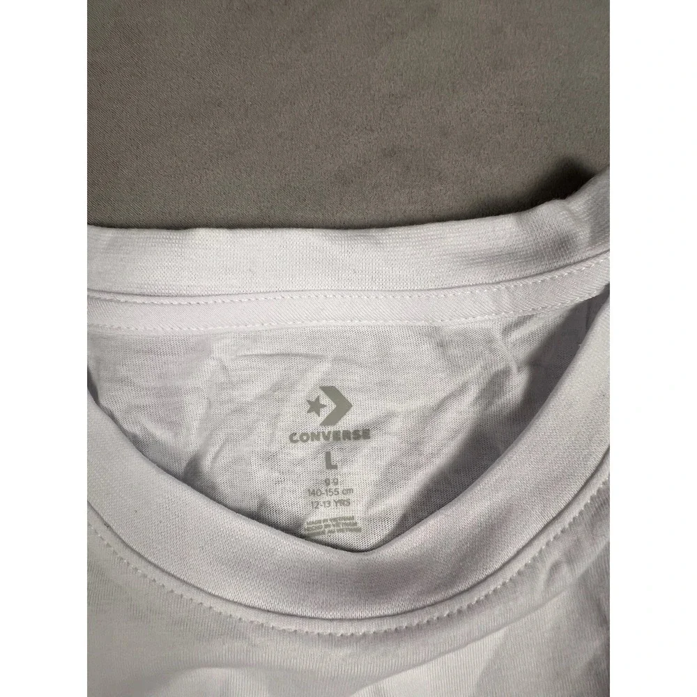 Converse Girls 2pc Set Long‎ Sleeve Graphic Tee Tie Dye Bike Shorts White Purp L